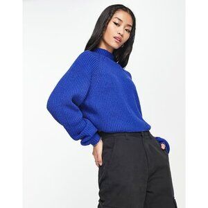 Hollister Womens Blue Knitted Cropped Sweater Size S